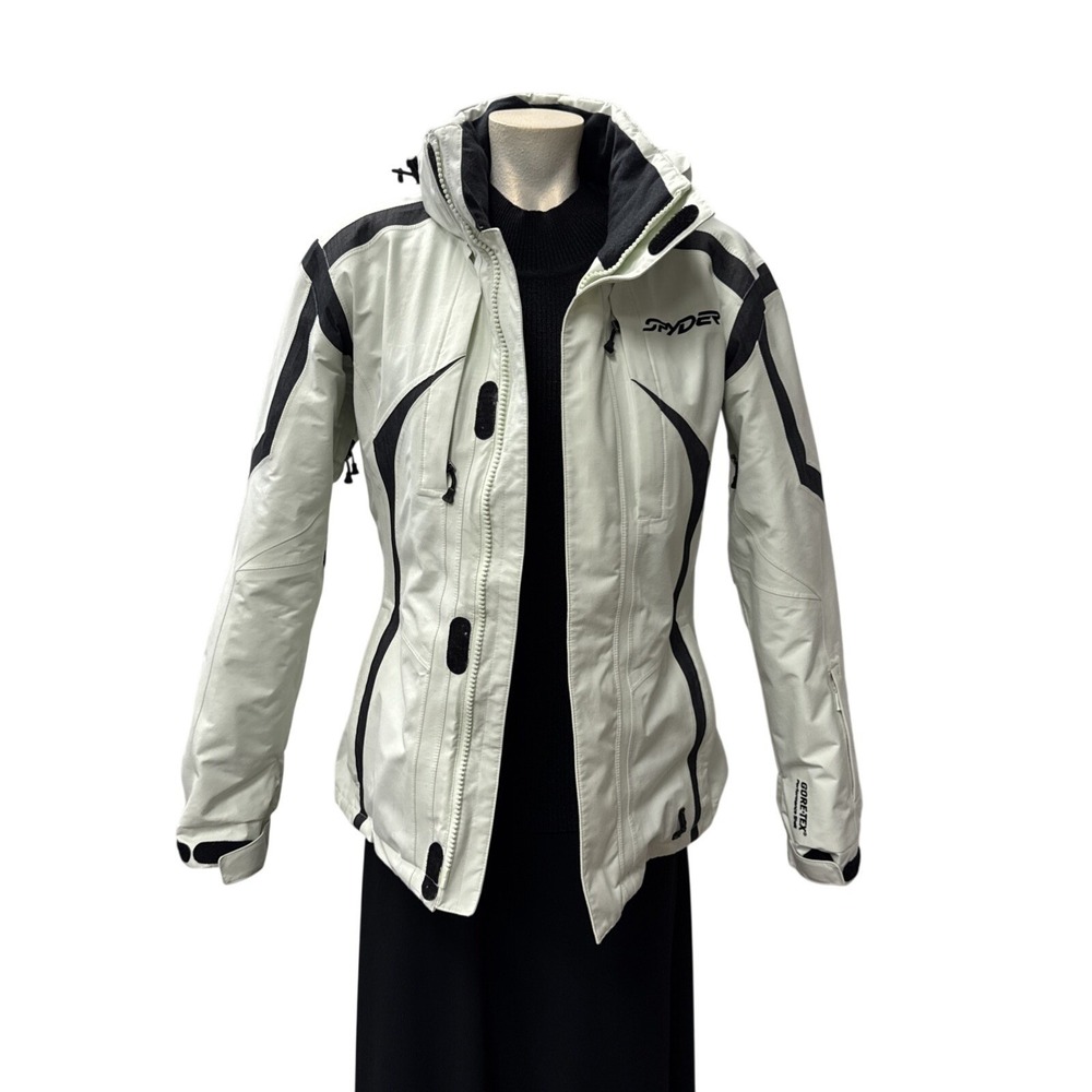 Spyder Size 10 Womens Gore-Tex Performance Shell Ski Jacket White Black Hooded